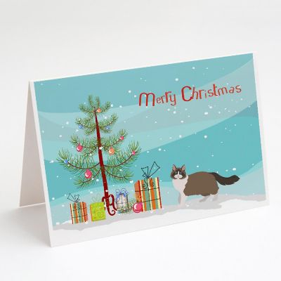 Caroline's Treasures Christmas, Ragdoll #1 Cat Merry Christmas Greeting Cards and Envelopes Pack of 8, 7 x 5, Cats Image 1