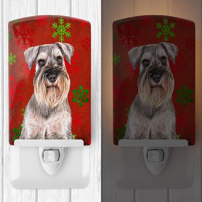 Caroline's Treasures Christmas, Red Snowflakes Holiday Christmas  Schnauzer Ceramic Night Light, 4 x 6, Dogs Image 1