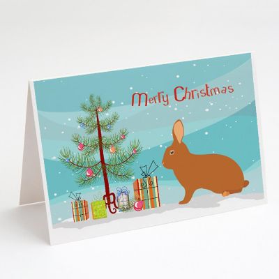 Caroline's Treasures Christmas, Rex Rabbit Christmas Greeting Cards and Envelopes Pack of 8, 7 x 5, Farm Animals Image 1