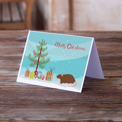 Caroline's Treasures Christmas, Rex Rat Merry Christmas Greeting Cards and Envelopes Pack of 8, 7 x 5, Rodents Image 1