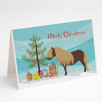 Caroline's Treasures Christmas, Shetland Pony Horse Christmas Greeting Cards and Envelopes Pack of 8, 7 x 5, Farm Animals Image 1