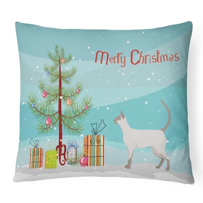 Caroline's Treasures Christmas, Siamese modern #1 Cat Merry Christmas Canvas Fabric Decorative Pillow, 12 x 16, Cats Image 1