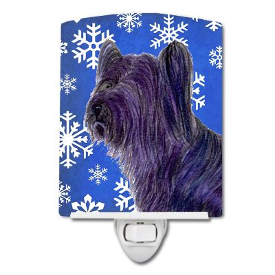 Caroline's Treasures Christmas, Skye Terrier Winter Snowflakes Holiday Ceramic Night Light, 4 x 6, Dogs Image 1