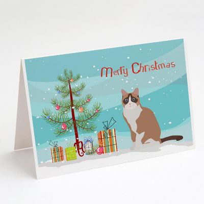 Caroline's Treasures Christmas, Snowshoe #2 Cat Merry Christmas Greeting Cards and Envelopes Pack of 8, 7 x 5, Cats Image 1