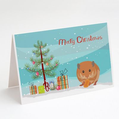 Caroline's Treasures Christmas, Teddy Bear Hamster Merry Christmas Greeting Cards and Envelopes Pack of 8, 7 x 5, Rodents Image 1