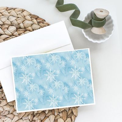 Caroline's Treasures Christmas, Watercolor Snowflake on Light Blue Greeting Cards and Envelopes Pack of 8, 7 x 5, Image 1