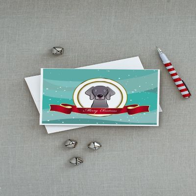 Caroline's Treasures Christmas, Weimaraner Merry Christmas Greeting Cards and Envelopes Pack of 8, 7 x 5, Dogs Image 1