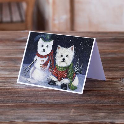 Caroline's Treasures Christmas, Westie Christmas Self Portrait Greeting Cards and Envelopes Pack of 8, 7 x 5, Dogs Image 1
