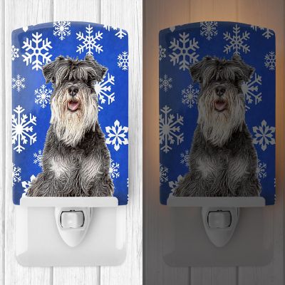 Caroline's Treasures Christmas, Winter Snowflakes Holiday Schnauzer Ceramic Night Light, 4 x 6, Dogs Image 1