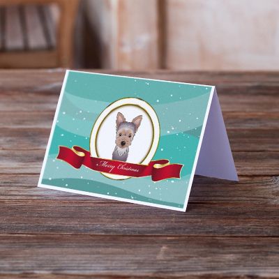 Caroline's Treasures Christmas, Yorkie Puppy Merry Christmas Greeting Cards and Envelopes Pack of 8, 7 x 5, Dogs Image 1