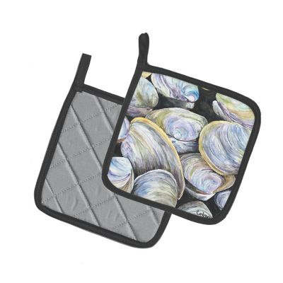 Caroline's Treasures Clam Quahog Shells Pair of Pot Holders, 7.5 x 7.5, Seafood Image 1