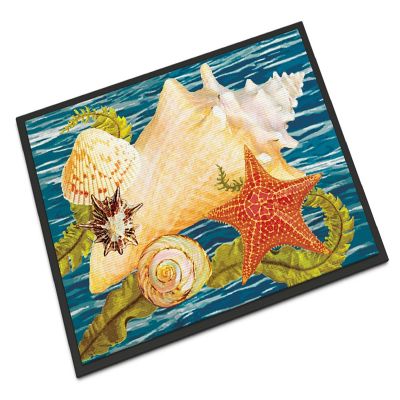 Caroline's Treasures Conch Starfish And Cockle II Indoor or Outdoor Mat 24x36, 36 x 24, Nautical Image 1