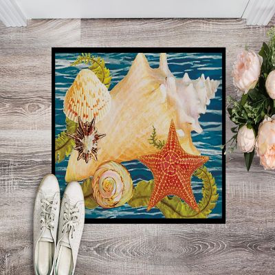 Caroline's Treasures Conch Starfish And Cockle II Indoor or Outdoor Mat 24x36, 36 x 24, Nautical Image 1