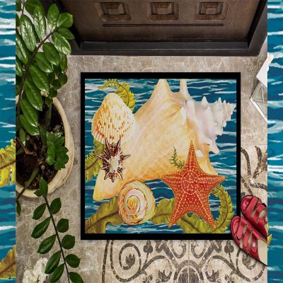 Caroline's Treasures Conch Starfish And Cockle II Indoor or Outdoor Mat 24x36, 36 x 24, Nautical Image 2