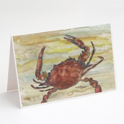 Caroline's Treasures Cooked Crab Yellow Sky Greeting Cards and Envelopes Pack of 8, 7 x 5, Seafood Image 1