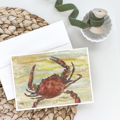 Caroline's Treasures Cooked Crab Yellow Sky Greeting Cards and Envelopes Pack of 8, 7 x 5, Seafood Image 1