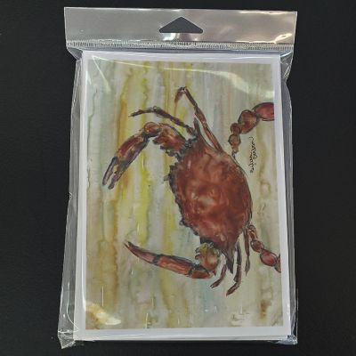 Caroline's Treasures Cooked Crab Yellow Sky Greeting Cards and Envelopes Pack of 8, 7 x 5, Seafood Image 2