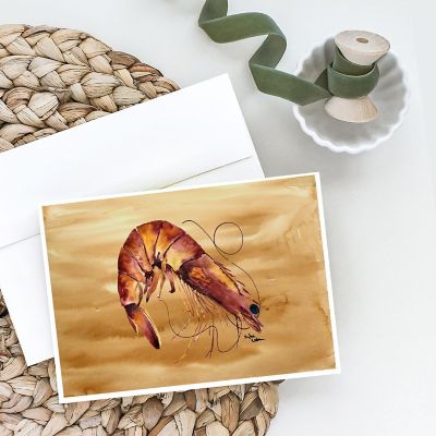 Caroline's Treasures Cooked Shrimp  Sandy Beach Greeting Cards and Envelopes Pack of 8, 7 x 5, Seafood Image 1