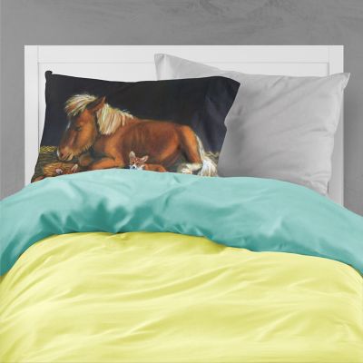 Caroline's Treasures Corgi Snuggles the pony Fabric Standard Pillowcase, 30 x 20.5, Dogs Image 1