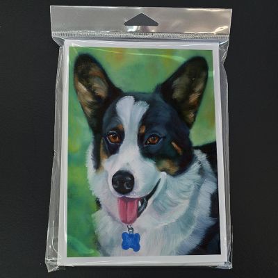 Caroline's Treasures Corgi with blue tag Greeting Cards and Envelopes Pack of 8, 7 x 5, Dogs Image 2