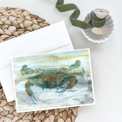 Caroline's Treasures Crab a leg up Watercolor Greeting Cards and Envelopes Pack of 8, 7 x 5, Seafood Image 1