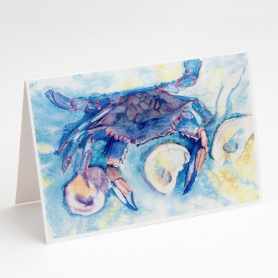 Caroline's Treasures Crab and oyster Greeting Cards and Envelopes Pack of 8, 7 x 5, Seafood Image 1
