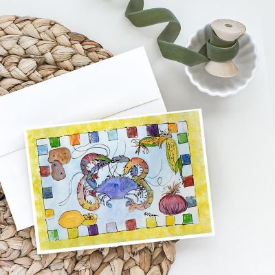 Caroline's Treasures Crab Yellow Greeting Cards and Envelopes Pack of 8, 7 x 5, Seafood Image 1