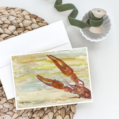 Caroline's Treasures Crawfish Yellow Sky Greeting Cards and Envelopes Pack of 8, 7 x 5, Seafood Image 1