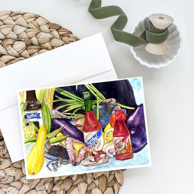Caroline's Treasures Crystal Hot Sauce with Seafood Greeting Cards and Envelopes Pack of 8, 7 x 5, Food Image 1