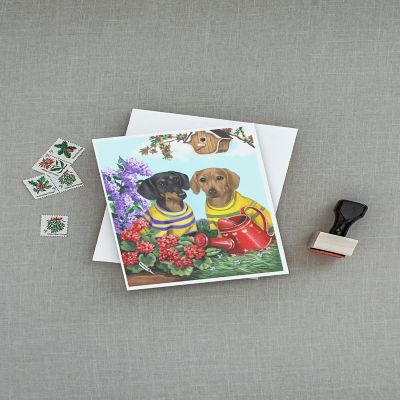 Caroline's Treasures Dachshund Blooms Greeting Cards and Envelopes Pack of 8, 7 x 5, Dogs Image 2
