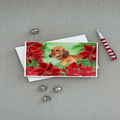 Caroline's Treasures Dachshund Poinsettas Greeting Cards and Envelopes Pack of 8, 7 x 5, Dogs Image 2