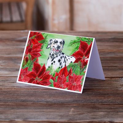 Caroline's Treasures Dalmatian Poinsettas Greeting Cards and Envelopes Pack of 8, 7 x 5, Dogs Image 1