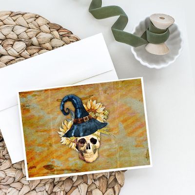 Caroline's Treasures Day of the Dead Witch Skull  Greeting Cards and Envelopes Pack of 8, 7 x 5, Seasonal Image 1