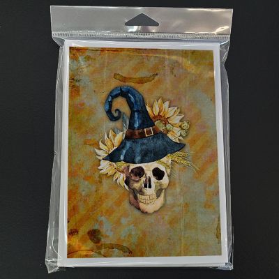 Caroline's Treasures Day of the Dead Witch Skull  Greeting Cards and Envelopes Pack of 8, 7 x 5, Seasonal Image 2