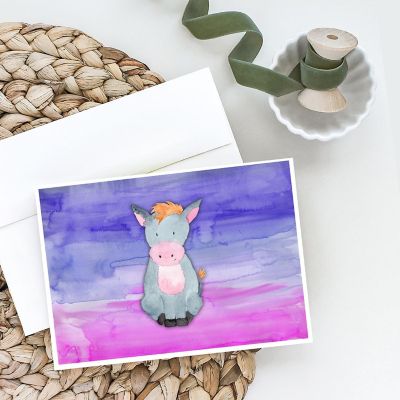 Caroline's Treasures Donkey Watercolor Greeting Cards and Envelopes Pack of 8, 7 x 5, Farm Animals Image 1