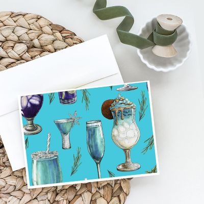 Caroline's Treasures Drinks and Cocktails Blue Greeting Cards and Envelopes Pack of 8, 7 x 5, Image 1
