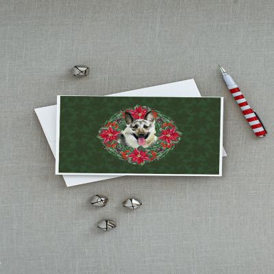 Caroline's Treasures East-European Shepherd Poinsetta Wreath Greeting Cards and Envelopes Pack of 8, 7 x 5, Dogs Image 2
