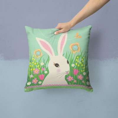 Caroline's Treasures Easter, Easter Bunny Rabbit Fabric Decorative Pillow, 14 x 14, Farm Animals Image 1