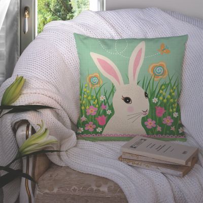 Caroline's Treasures Easter, Easter Bunny Rabbit Fabric Decorative Pillow, 14 x 14, Farm Animals Image 2