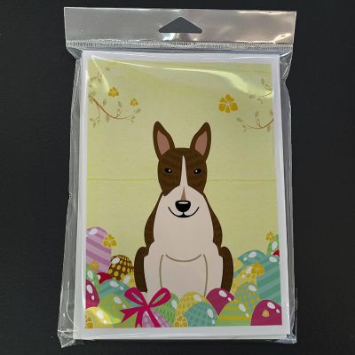 Caroline's Treasures Easter, Easter Eggs Bull Terrier Dark Brindle Greeting Cards and Envelopes Pack of 8, 7 x 5, Dogs Image 2