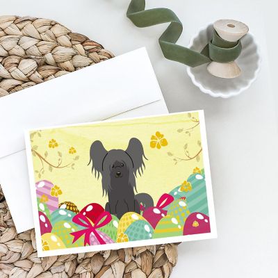 Caroline's Treasures Easter, Easter Eggs Chinese Crested Black Greeting Cards and Envelopes Pack of 8, 7 x 5, Dogs Image 1