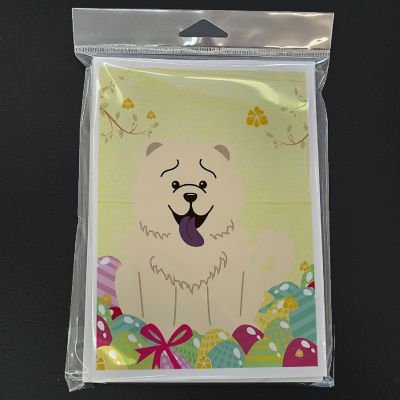 Caroline's Treasures Easter, Easter Eggs Chow Chow White Greeting Cards and Envelopes Pack of 8, 7 x 5, Dogs Image 2