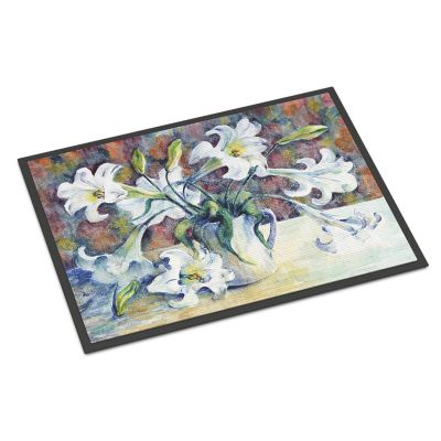 Caroline's Treasures, Easter, Easter Lillies Indoor or Outdoor Mat 24x36, 36 x 24, Flowers Image 1
