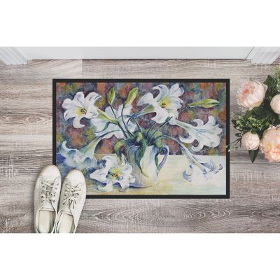 Caroline's Treasures, Easter, Easter Lillies Indoor or Outdoor Mat 24x36, 36 x 24, Flowers Image 1