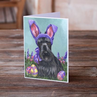 Caroline's Treasures Easter, Scottie Easter Bunny Greeting Cards and Envelopes Pack of 8, 7 x 5, Dogs Image 1