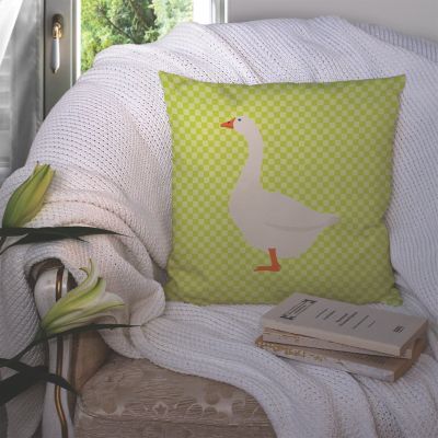 Caroline's Treasures Embden Goose Green Fabric Decorative Pillow, 18 x 18, Birds Image 1