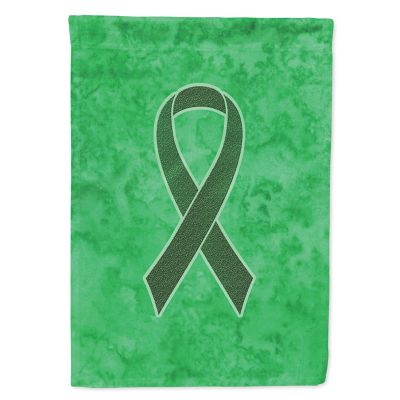 Caroline's Treasures Emerald Green Ribbon for Liver Cancer Awareness Flag Canvas House Size, 28 x 40, Cancer Awareness Image 1