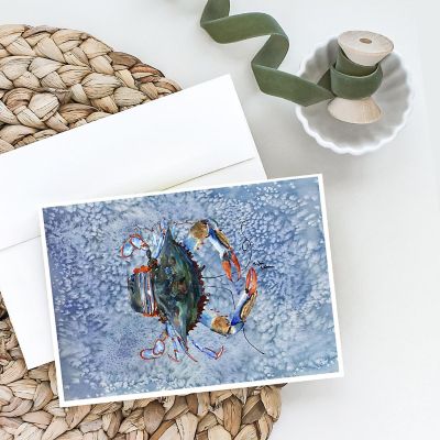 Caroline's Treasures Female Blue Crab Cool Blue Water Greeting Cards and Envelopes Pack of 8, 7 x 5, Seafood Image 1