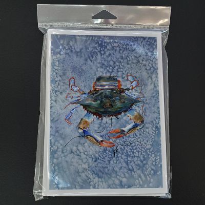 Caroline's Treasures Female Blue Crab Cool Blue Water Greeting Cards and Envelopes Pack of 8, 7 x 5, Seafood Image 2