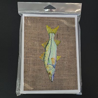 Caroline's Treasures Fish - Snook Faux Burlap Greeting Cards and Envelopes Pack of 8, 7 x 5, Fish Image 2